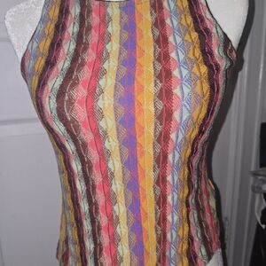 Aldo Martins Pink Yellow Sleeveless Fitted Tank Top